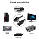 WMart New 1.5M Power Cable, Plug IEC Computer Mains Power Cable Cord for Desktop 3 pin Power Cable for PC, Power Cable for Monitor SMPS and Printer, Power Supply, TV - Image 7