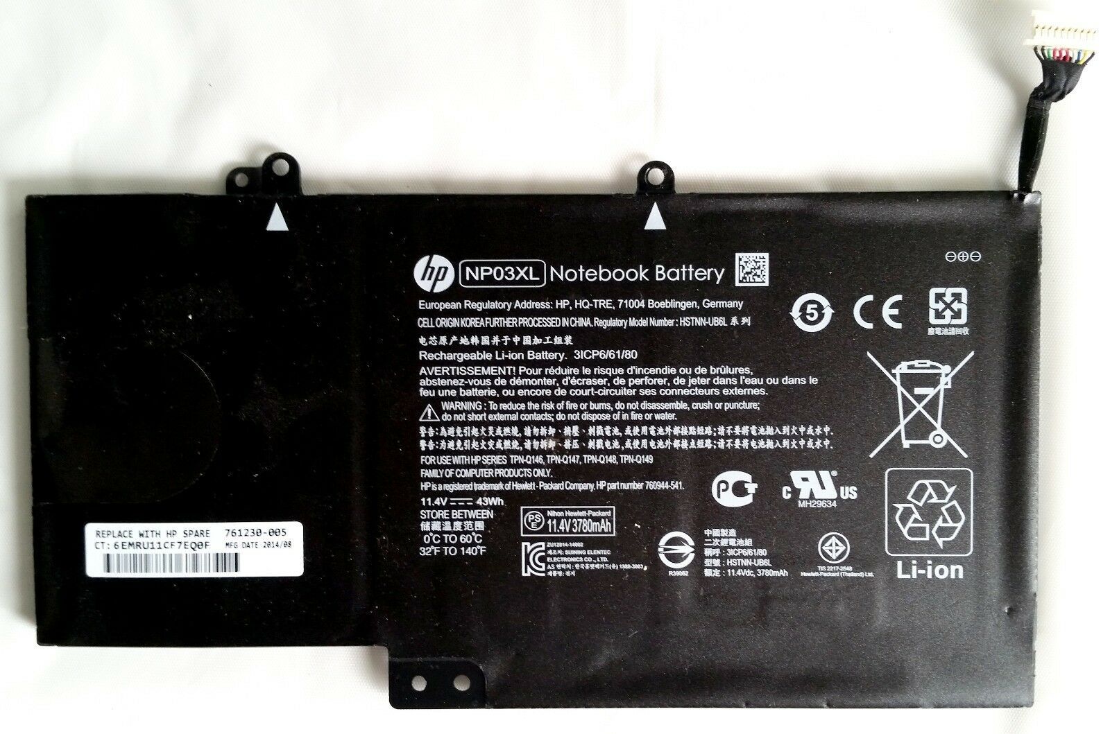 HP NP03XL Laptop Battery for Pavilion 13 X 360 14.8V
