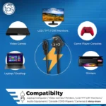 Laptop Power Cable Cord (1 Meter) - 3 Pin Indian Plug - Image 2